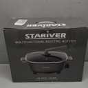 Stariver 6L Electric Hot Pot with Divider, 1300W, Dual-Flavor Pot for Two Broths, 5-Temp Control & Non-Stick Coating, Electric Pot for Shabu Shabu, Fondue, Perfect for Family Gatherings & Parties (Grey)