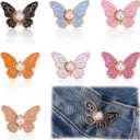 7pcs Butterfly Waist Tighteners for Women, Pants Waistband Button Pins Buckle No Sew No Tools Adjustable Clips Knots Supplies for Loose Jeans Skirts Dress