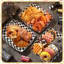 Norme 60 Pcs Disposable Black White Checkered Paper Food Trays 5 lb Heavy Duty Kraft Paper Food Serving Boats 10.2 x 7.1 x 2 Inch Nacho Taco Hot Dog Chips Snack Hamburger Holder for Party