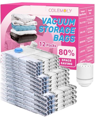 Colemoly Vacuum Storage Bags with Electric Air Pump 11 Pack Space Saver Vacuum Seal Bags for Clothing, Travel Essentials, Storage and Organization, Moving Supplies(4 Jumbo/ 4 Large/ 3 Medium)