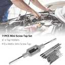 11PCS Mini Screw Tap Set Metric Thread Machine Taps Kit HSS Hand Thread Wire Taps Adjustable Tap Wrench Tool for Clocks and Watches Tapping