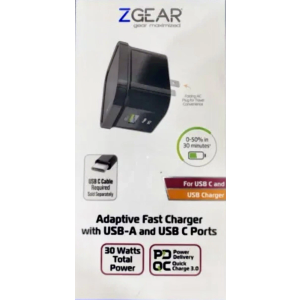 ZGEAR Adaptive Fast Charge Wall Charger 30 Watts