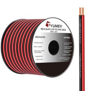 18 Gauge Wire 100FT, 18/2 AWG Red Black Hookup Electrical Wire LED Strips Extension Cord 12V/24V DC Cable, 18AWG 2 Conductors Flexible Wire for LED Ribbon Lamp Tape Lighting