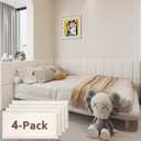 3D Anti-Collision Wall Padding for Kids Self-Adhesive 4PCS White headboard Panels for Wall Peel and Stick headboard
