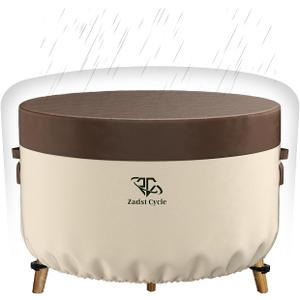 72" Dia Table Cover Waterproof, Patio Furniture Round Table Covers, 600D Heavy Duty Round Table Cover for Anti-UV, Rip Resistant, Water Resistant, Medium, Brown (72"DIA x 27.5"H inch)