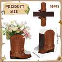 Weekgrat 16 Set Brown Western Cowboy Boots Flower Boxes Centerpiece Boot Shape Boxes Decorations Western Theme Party Cowgirl Favors for Cowboy Cowgirl Birthday Party Baby Shower Wedding Supplies