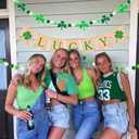 Lucky Banner, 4 Pcs St. Patricks Day Decoration Burlap Bunting Pennant and Felt Shamrock with Green White Pom Pom Ball Garland Irish Lucky Day Party Hanging Decor for Home Mantel Office Classroom