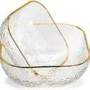 TOSSOW Square Glass Mixing Bowl Set of 2, Serving Bowls All Purpose Transparent Salad Bowls, for Fruit, Snacks, Sauces, Popcorn and More