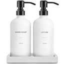 Prus Waso White Soap Dispenser Set, Contains Hand and Lotion Dispenser with Pump. Perfect for Guest Bathroom Decor. (White)