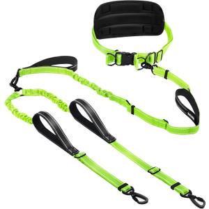 Hands Free Leash for 2 Large Dogs, No Tangle Waist Walking Bungee Leash, 6-8 FT Dual Dog Leashes(50-150 lbs)
