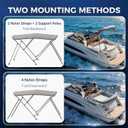 Bimini Top for Boats - 900D Waterproof & UV-Proof Polyester Sun Shade Boat Canopy with Zippered Storage Boot, 2 Rear Poles, 4 Adjustable Straps, Boat Bimini Top Gray (3 Bow 6'L x 46"H x 54"-60"W)