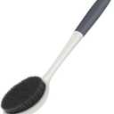 surlees Back Brush for Shower for Men & Women 17" | Body Brush for Wet & Dry Brushing | Exfoliating Body Scrubber & Back Scrubber | Shower Brush with Long Handle (Gray, Scrub Force 5-7)