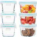 Small Glass Food Containers Set of 6, 5oz Reusable, Airtight, Leakproof Mini Food Storage Containers with Lids