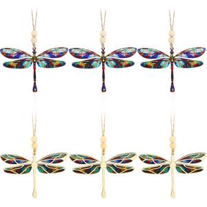 Geelin 6 Pcs Dragonfly Gifts for Women, Dragonfly Ornaments with Story Card, Dragonflies Decor Suncatcher Effect, Dragon Fly Stained Glass Effect for Mom Friend Birthday Gift (Wood Acrylic)