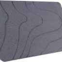 Stone Bath Mat 23" x 15" - Diatomaceous Earth Stone Bathroom Quick Drying Mats - Bathmat Matt Stone Small Shower Crushed Algae Bathstone - Dry Absorbing Rug - Ceramic Absorbent Mat (Dark Grey)
