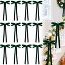 12pcs Velvet Ribbon Bows 7.9 x 17.7In Large Christmas Bow Decoration for Tree Door Wreath Garland Staircase (green)