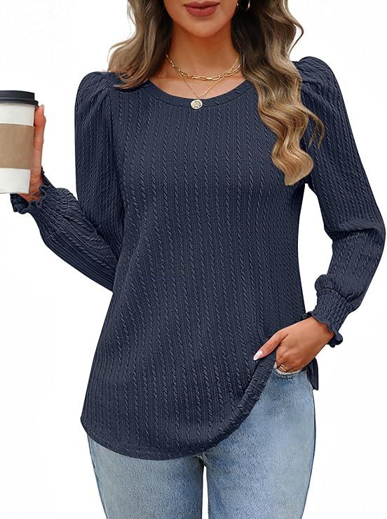 MEROKEETY Womens Spring Tops Long Sleeve Shirts 2025 Trendy Dressy Clothes Casual Blouse, Size XL MEROKEETY Womens Spring Tops Long Sleeve Shirts 2025 Trendy Dressy Clothes Casual Blouse, Size XL