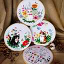 Embroidery Kit for Beginners, 4 Sets Cat Embroidery Kits, Needle Point Kits for Adults Beginner, with Full Package Sewing Supplies and Detailed Easy-to-Follow Instructions, Gift for DIY Lovers