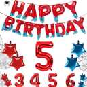 Spider Birthday Party Banner Decorations - Balloons for 5 Year Old Happy Birthday Banner for Boy Kids Age 3 4 5 6 man Superhero Themed Decorations Letters Supplies