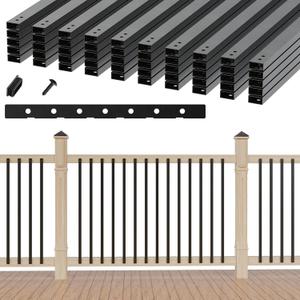 50 Pack 38" Hollow Aluminum Deck Balusters with Screws, Metal Balusters for Deck Railing Rectangular Spindles for Outdoor Porch Balusters, Matte Black, Includes Installation Spacing Guide