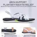 MEGNYA Women's Comfortable Walking Sandals with Arch Support, Athletic Hiking Sandals with Handmade Straps, Outdoor Soft Water Sandals for Beach Poolside Travel Camping (8.5, W24-white)