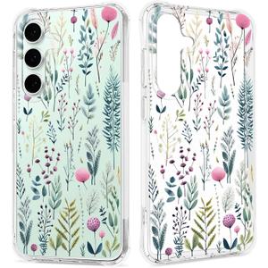Floral Clear Case for Samsung Galaxy S24 FE for Women Girls,Pretty Phone Cover for Galaxy S24 FE,Flower Design Cute Pattern Slim Soft Drop Proof Protective TPU Bumper Case,FL-36