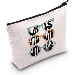 JNIAP Optician Gift Life is Better With Cute Glasses Cosmetic Bag Dispensing Opticians Gift (cute glasses Bag)