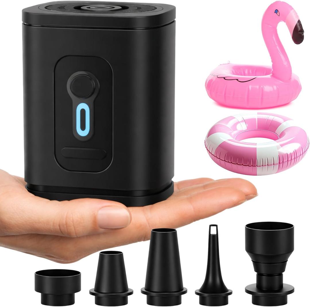 TIALLY Portable Air Pump for Inflatables - Fast Inflation Mini Electric Air Pump with Long-Lasting Rechargeable Battery for Pool Floats, Air Mattress, Boats, Inflatable Toys & Cushions (Small)