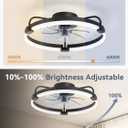 LEDIARY Ceiling Fans with Lights and Remote, 20'' Low Profile Ceiling Fan with Light, 3000-6000K Dimmable Fandelier LED Fan Light, 6 Wind Speeds, Black Modern Flush Mount Ceiling Fan for Bedroom