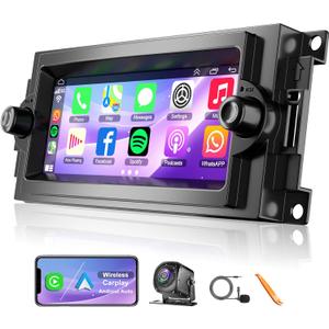 Car Radio for Dodge Ram 1500/2500 2006-2008 Chrysler 300C 2004-2008 Jeep Grand Cherokee 2005-2007 Upgrade Stereo with CarPlay Touch Screen Fast Charge Android Auto Bluetooth Backup Camera 128G