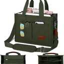KKXIU Large Canvas Tote Bag for Women with Zipper and Compartments Crossbody Work Bible Messenger Purse Bag With Pockets