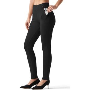 Willit Women's Yoga Dress Pants Skinny Work Slacks Leggings High Waisted Stretch Office Business Casual Pants 27"/28" (Black, M)