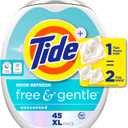 Tide PODS Free and Gentle Odor Refresh Laundry Detergent Packs, 45 Count, Hypoallergenic Laundry Detergent Pods