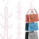 ZEDODIER Purse Hanger Organizer for Closet, 4 Pack Hanging Bag Holder, Keeping Purses Visible and in Good Condition, Metal Handbag Storage Hook Backpack Rack Space Saving Hanger, Pink