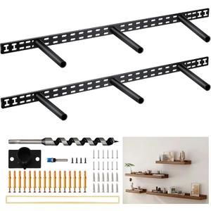 𝙐𝙥𝙜𝙧𝙖𝙙𝙚 34 in Floating Shelf Bracket - 34"x8" Hidden Floating Shelf Bracket, 2Pcs Thickened Solid Steel Wall Mount Brackets 3-Year Service