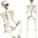 KANKUN 36" Halloween Skeleton, 3 FT Full Body Stayable Movable Joints, Posable Hanging Skeletons for Halloween Decoration