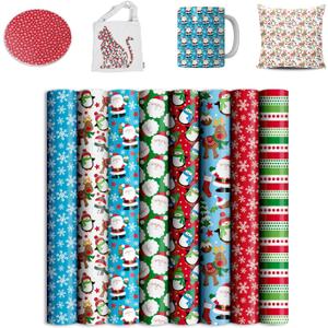 Christmas SublimationTransfer Sheets, 8 Pcs 12"x 12" Plain Color Pre-Printed Sublimation Paper for Heat Press Mug, DIY T- Shirts, Coasters