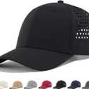 Laser Cut Golf Hat M,L,XL,XXL Waterproof Breathable Men Women Baseball Cap,Lightweight UV Sun Protection Outdoor Sports Cap OneSize Black (Black)