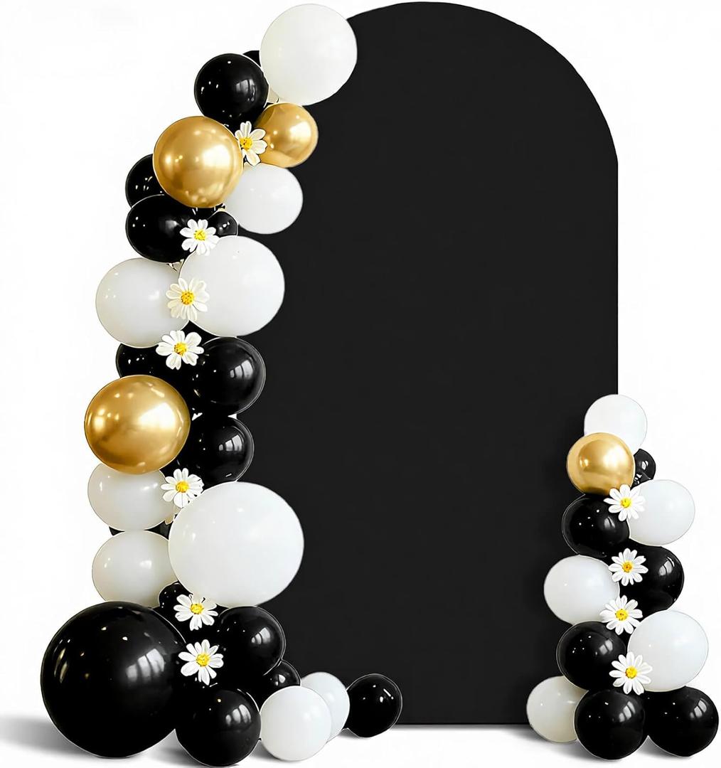 7.2 FT Arch Backdrop Cover, Spandex Wedding Black Arch Cover Stretchy Backdrop for Chiara Stand Baby Shower Birthday Balloon Decor 7.2FT Black