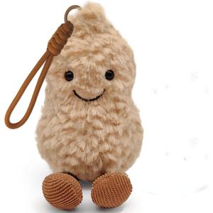 Maomoto Plush Peanut Soft Toy, 5.9‘’ Peanut Plush Doll with Eyes for Children, Beige Fluffy Stuffed Doll with Feet, Cute Smiling Plush Doll Gift for Birthday and Valentine's Day