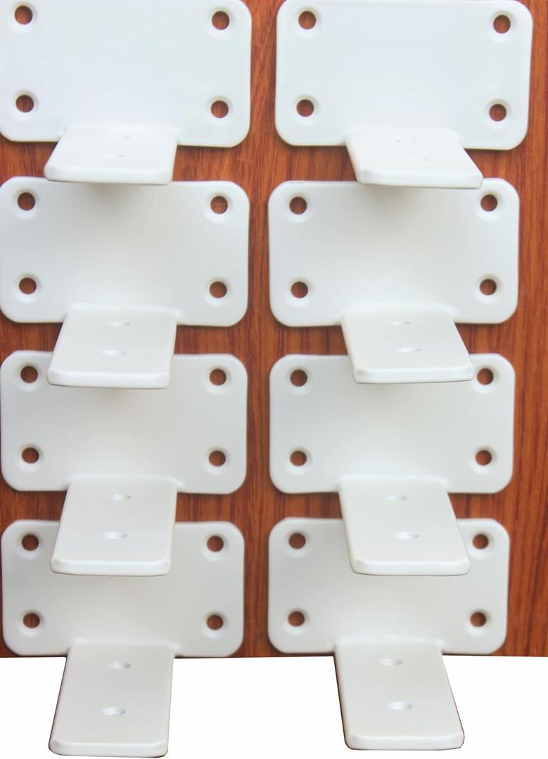 8 Pack - 4 inch White Hidden L Shelf Bracket (1/5 Inch Thicked) Iron Floating Shelf Brackets Rustic Industrial Metal Brackets for Shelf Support