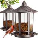 Birdream 2 Pack Bird Feeders for Outdoor Hanging, Assembly Required, 1-Min Easy Setup, Charming Castle Design, Attracting Cardinals Chickadees Goldfinches & Sparrows - Brown