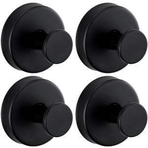 Reusable Heavy Duty Suction Cup Hooks for Kitchen/Bathroom/Shower - Wet-Proof Hooks for Towels, Robes, Loofah & Wreaths/No Drill Mounting on Glass, Tile, Metal (4, Matte Black)