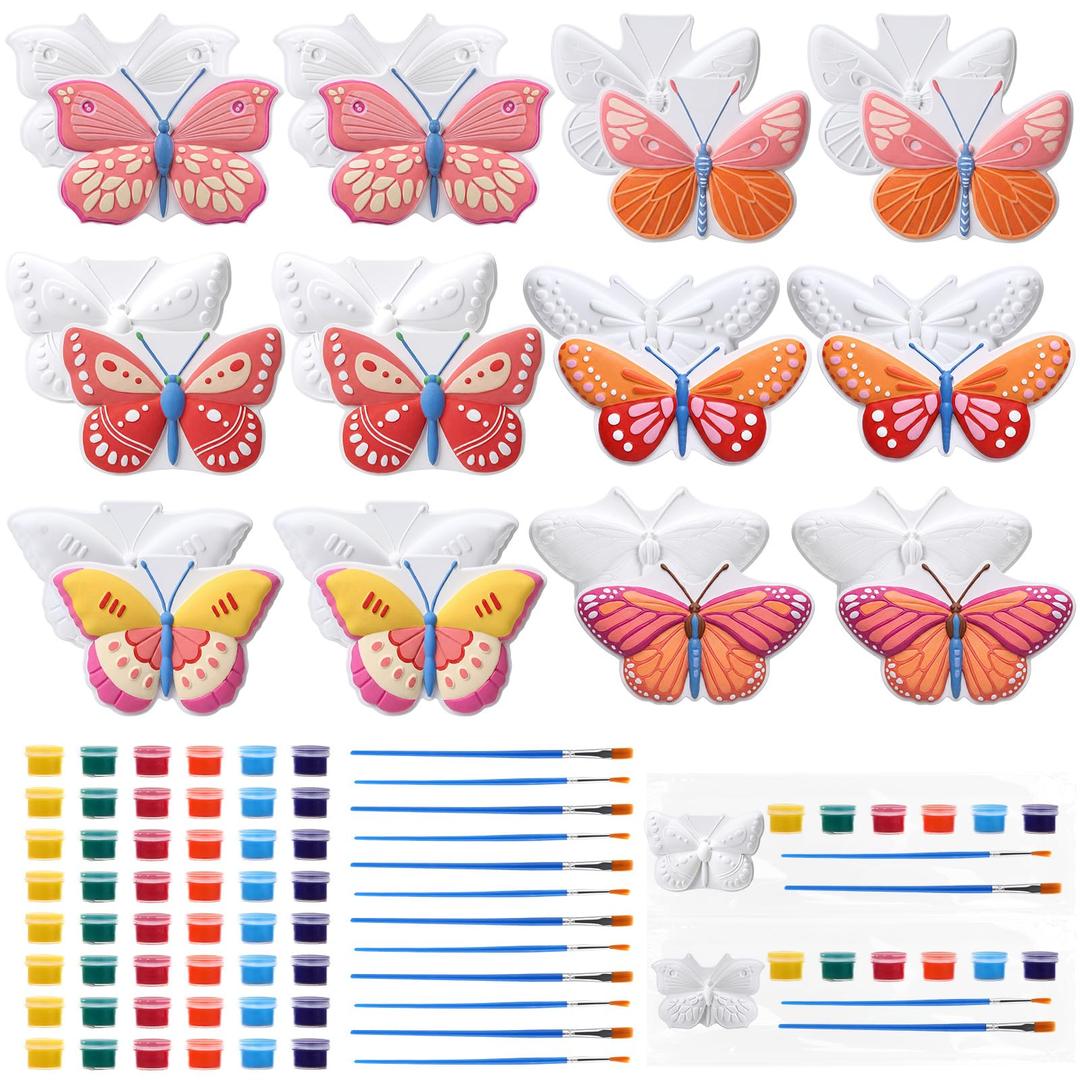 Foilswirl 24 Set Thanksgiving Turkey Ceramic to Paint Thanksgiving DIY Painting Kit Paint Your Own Fall Pumpkin Crafts Unpainted Turkey Figurine Plaster with Brushes Bags for Decor Party Favor Gifts
