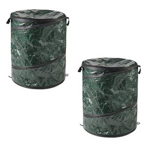 29.5-Gallon Pop up Outdoor Garbage Can Set - Set of 2 Collapsible Trash Cans for Parties, Yard Waste, or Laundry - Camping Accessories by Wakeman