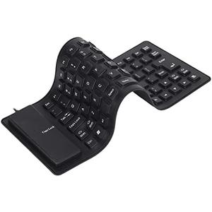 Sanpyl Roll-up Silicone Keyboard, Fully Sealed Waterproof, Lightweight Portable USB Wired 85 Keys Foldable Flexible Keyboard (Black)