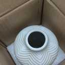 Small Boho Vase for Decor, Rustic Farmhouse Vase for Pampas Grass, Eucalyptus Set and Tiny Stem Flowers, Ceramic for Centerpieces, 5.3 Inch, Wave-Arctic White