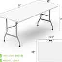HLPB Folding Table - 2 Pcs, 6 ft Portable Camping Table with Handle and Safety Locks, Foldable Plastic Dining Table for Indoor/Outdoor Use, Perfect for Picnics and Parties, 71 inches x 29 inches x 29 inches