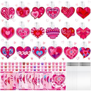 Thyle 36 Pcs Valentine's Day Gifts for Kids, Heart Suncatcher Craft Kits - Valentine Cards School with Art Supplies, Heart DIY Painting Kits, Perfect for Valentine's Party Favors & Gifts Exchanges