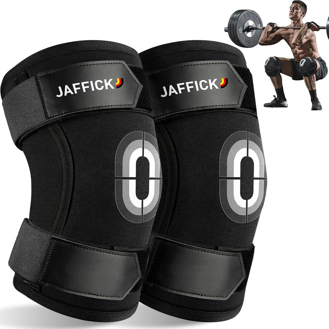 Jaffick Knee Sleeves (1 Pair),Double Layer Compression Knee Braces for Suitable for Squats, Weightlifting, Powerlifting, Gym Exercises, Unique Pressure Belt Design，7MM Neoprene Sleeves XL